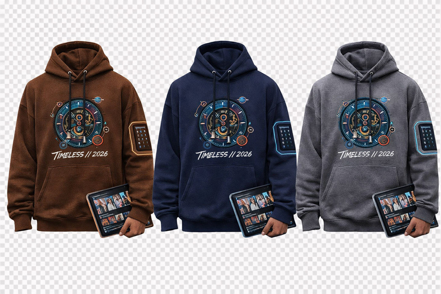 TIMELESS Premium Hoodie featuring a futuristic design, premium fabric, and all-day comfort. Shop the bestselling hoodie in purple, peach, and white now.